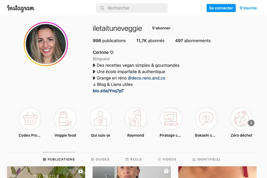 compte Instagram Il etait une veggie