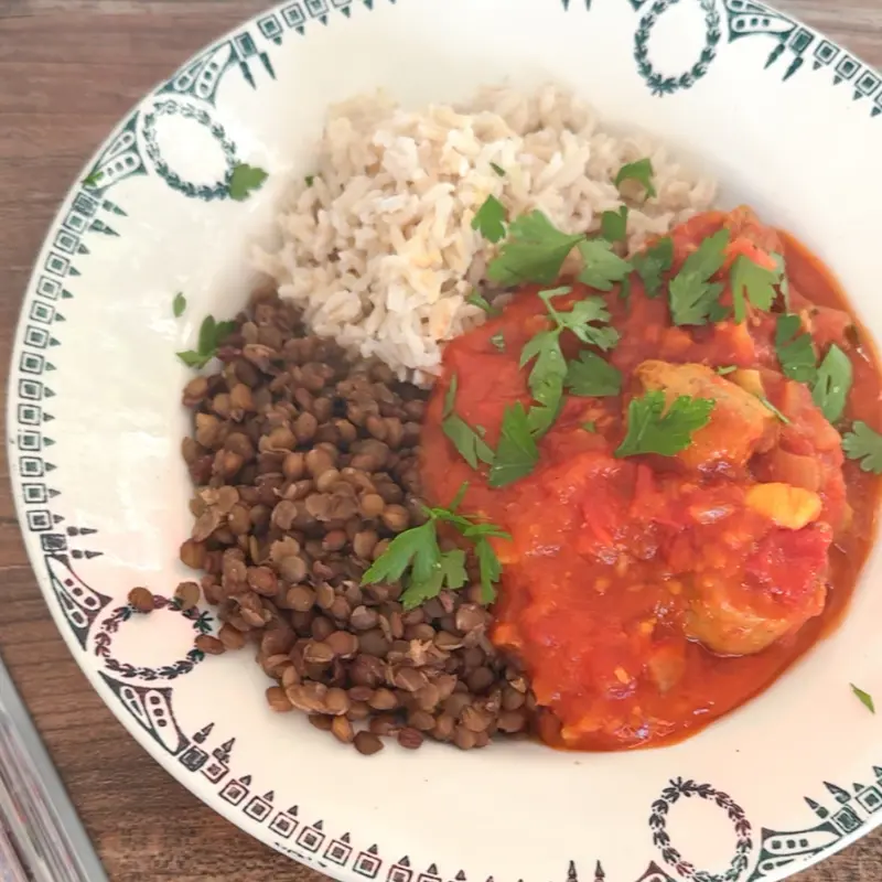 Rougail végétarien aux saucisses (recette au Magimix)