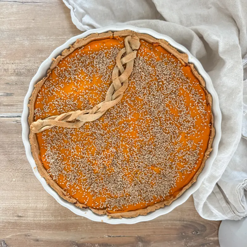 Tarte salée au potimarron et tofu fumé