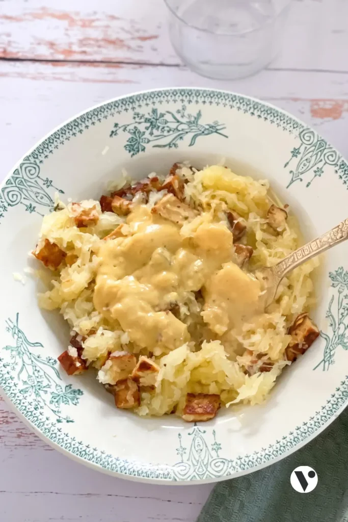 Courge spaghetti façon carbonara vegan
