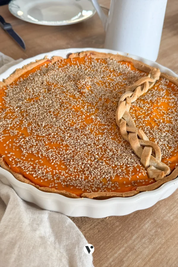 Recette végétarienne Tarte salée potimarron ou purée de courge et tofu fumé
